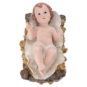STOCK Enfant Jésus avec berceau pour crèche h 80 cm résine colorée