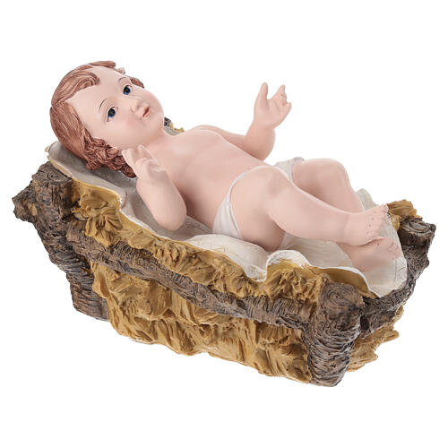 STOCK Menino Jesus com berço para presépio 80 cm resina colorida 3