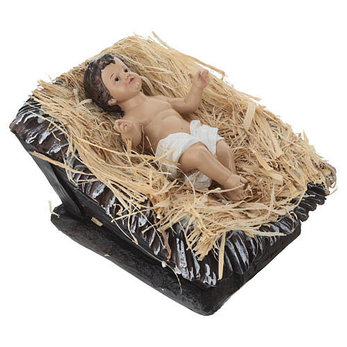 STOCK Infant Jesus with painted resin crib for 60 cm Nativity Scene 3