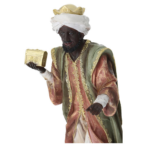 STOCK Roi mage maure en résine peinte pour crèche 60 cm 7