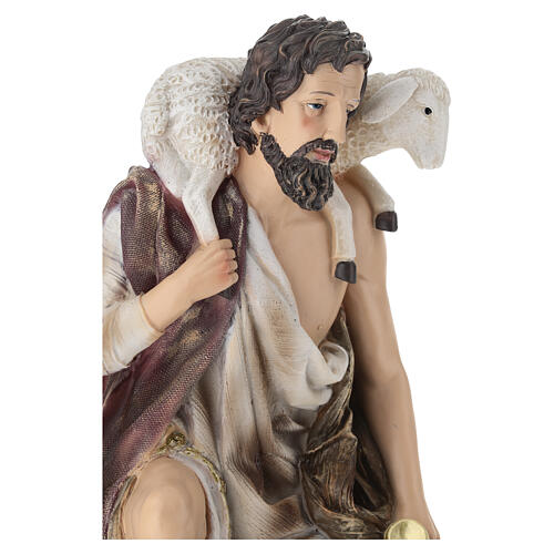 STOCK Pasterz z barankiem - figura do szopki 60 cm, żywica malowana 3