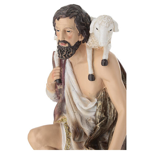 STOCK Pastor com cordeiro em resina pintada à mão para presépio 60 cm 5