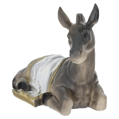 STOCK Âne en résine peint pour crèche 60 cm 3