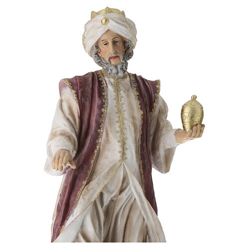 STOCK Roi mage blanc debout en résine pour crèche 90 cm 3