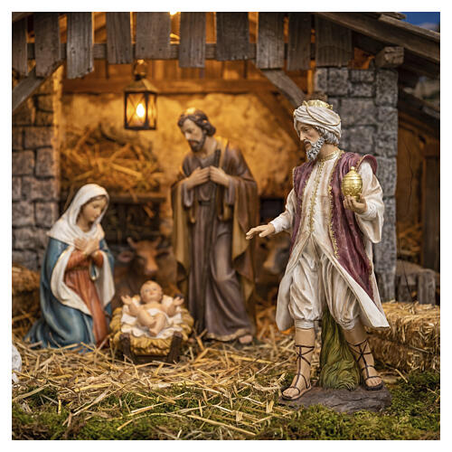 STOCK Re magio bianco in piedi resina colorata presepe 90 cm 2