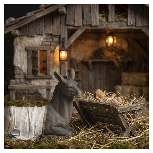 STOCK Osioł figura do szopki 90 cm, malowana żywica 2
