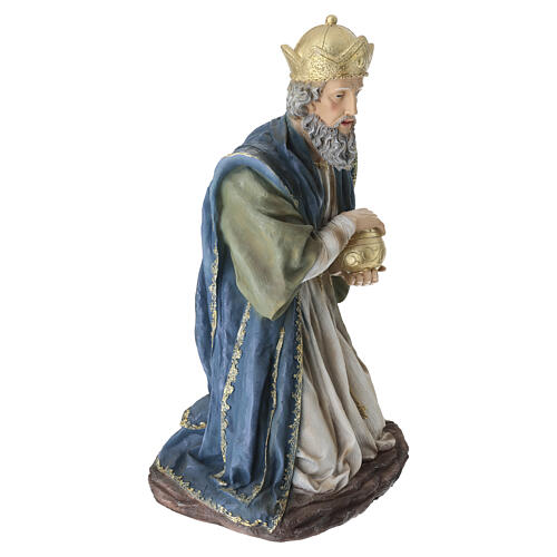 STOCK Król Mędrzec biały, klęczący - figurka do szopki 90 cm, żywica malowana 6