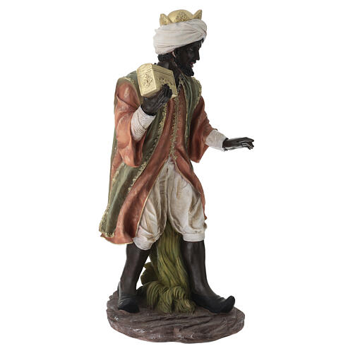 STOCK Roi mage maure debout en résine colorée pour crèche 90 cm 6