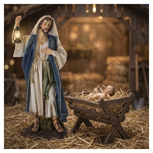 STOCK San Giuseppe in resina colorata presepe 90 cm 2