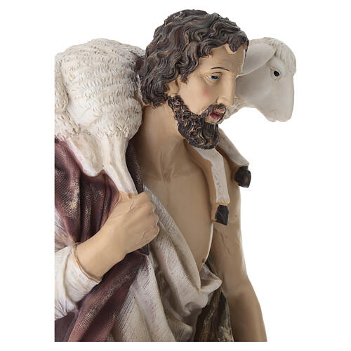 STOCK Pastor com cordeiro resina colorida presépio 90 cm 7