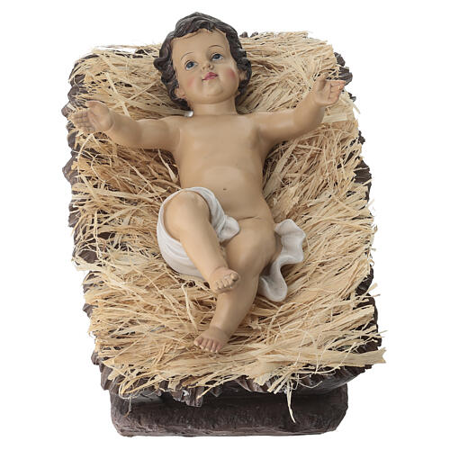 STOCK Gesù con culla resina colorata presepe 90 cm 3