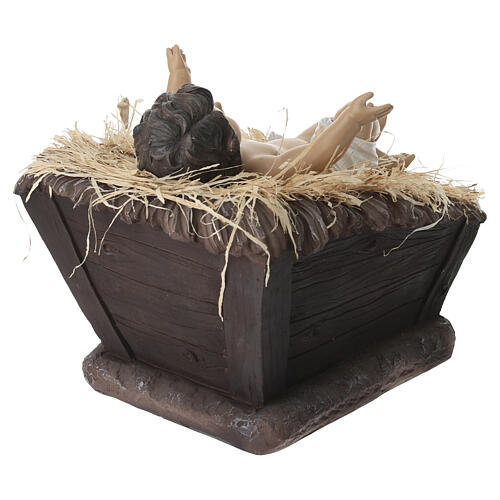 STOCK Dzieciątko Jezus ze żłobkiem do szopki 90 cm, kolorowa żywica 7