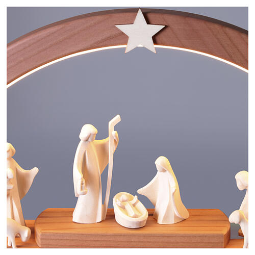 Łuk bożonarodzeniowy LED Święta Rodzina, Aram z naturalnego drewna Val Gardena, 8 elementów, 19×46×7 cm 3