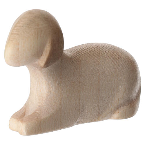 Statuette de mouton Aram qui broute en bois du Val Gardena à double patine 4