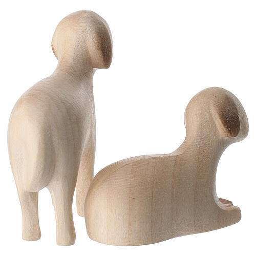 Statuette de mouton Aram qui broute en bois du Val Gardena à double patine 6