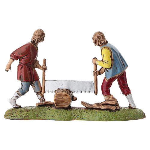 Leñadores con troncos belén Moranduzzo 6 cm 4