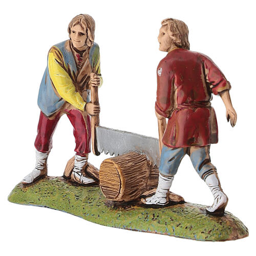 Boscaioli con ceppi presepe Moranduzzo 6 cm 3