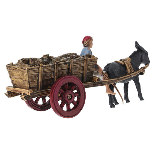 Carretto con asino presepe Moranduzzo 6 cm 5