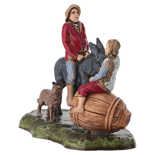 Enfant sur tonneau avec adulte crèche Moranduzzo 6 cm 2