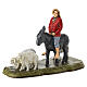 Uomo su asino con pecore presepe Moranduzzo 6 cm s1