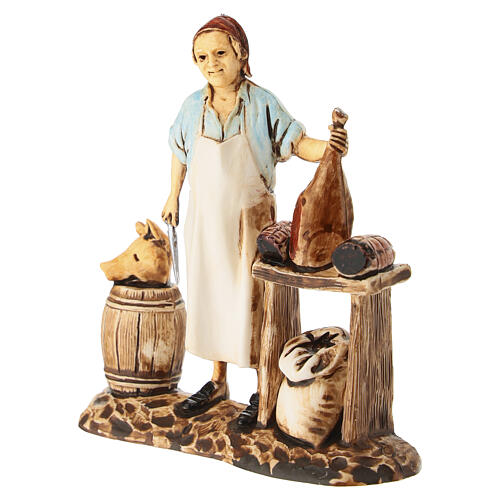 Salumiere nella bottega presepe Moranduzzo 8 cm 3