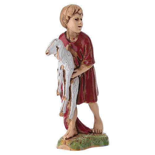 Enfant portant un mouton à bras crèche Moranduzzo 10 cm 2