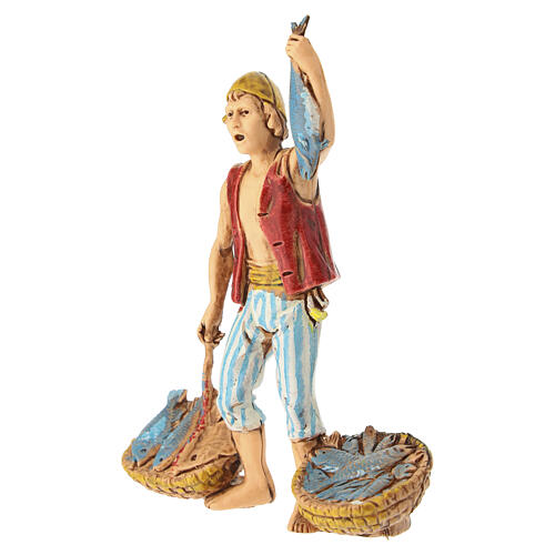 Pescivendolo con banco del pesce presepe Moranduzzo 10 cm 2