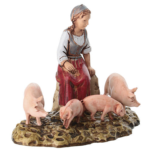 Sitzende Frau mit Schweinen für 10 cm Krippe von Moranduzzo 2