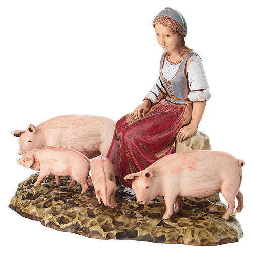 Sitzende Frau mit Schweinen für 10 cm Krippe von Moranduzzo 3