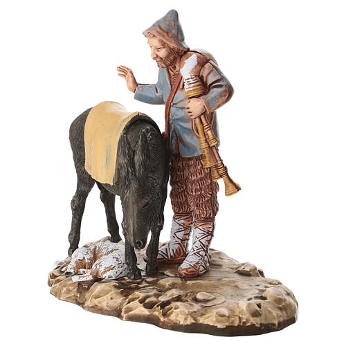 Zampognaro z osiołkiem - figurka do szopki Moranduzzo 10 cm 3