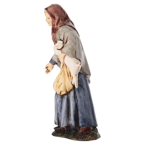 Mujer con conejo belén Moranduzzo 10 cm 3