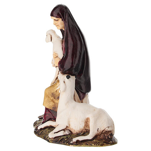 Mulher com cordeiro para presépio Moranduzzo 10 cm 3