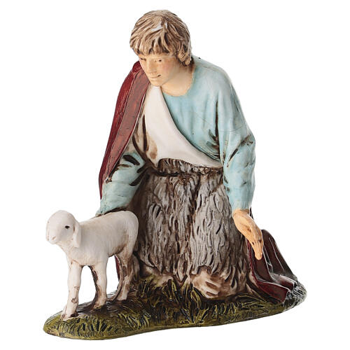 Prządka i klęczący pasterz - figurki w stylu neapolitańskim, szopka Moranduzzo 10 cm, 2 sztuki 2