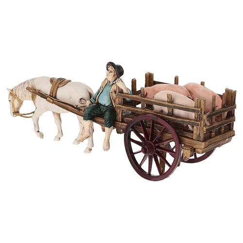 Cart with Pigs Set, Moranduzzo Nativity Scene, 10 cm 3