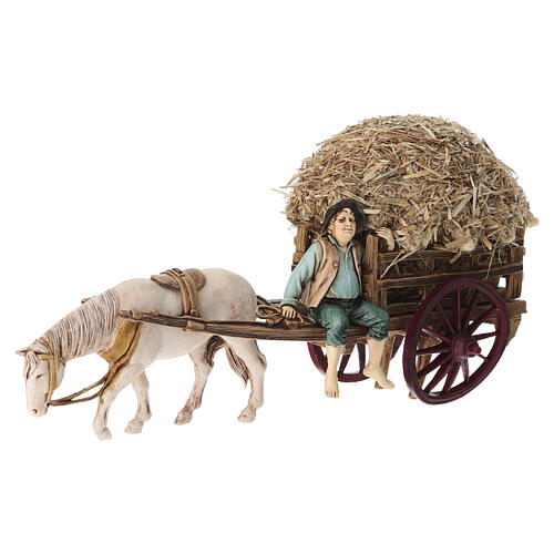 Cart with hay for Moranduzzo nativity scene, 10 cm 2