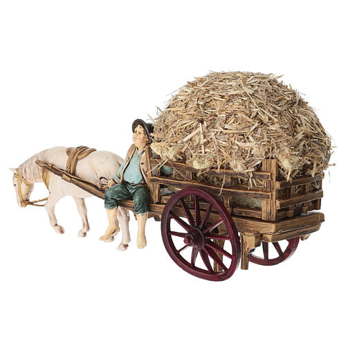 Cart with hay for Moranduzzo nativity scene, 10 cm 3
