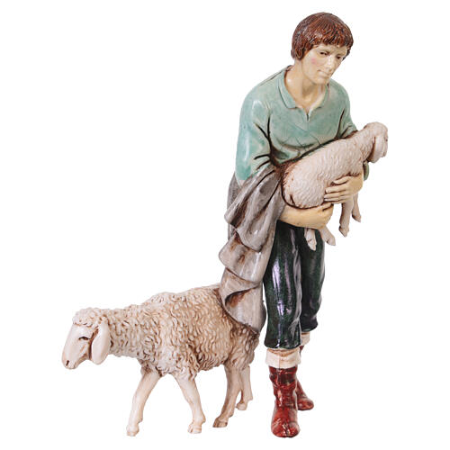 Berger avec agneau et mouton crèche Moranduzzo 10-12 cm style napolitain 3