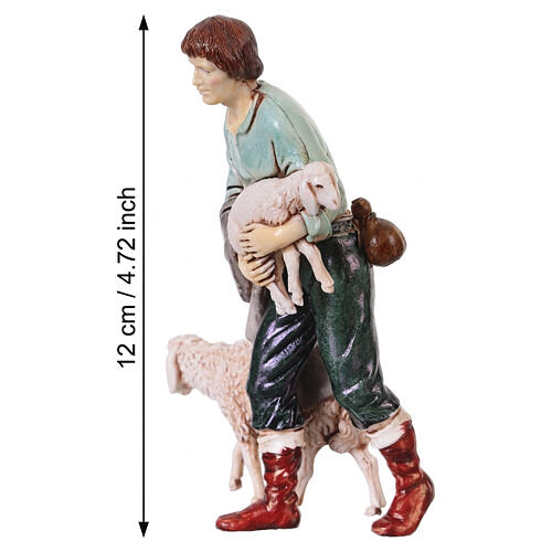 Pasterz z barankiem i owcą do szopki Moranduzzo, 10–12 cm, styl neapolitański 2