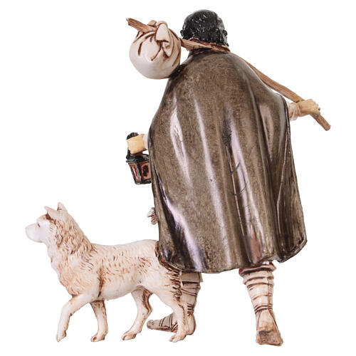 Viandante in cammino con cane presepe stile napoletano Moranduzzo 10-12 cm 4