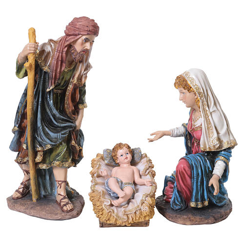 Natividad con ángel de resina acabado dorado para belén 50 cm set 6 piezas 2