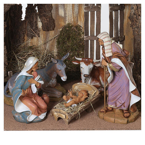 Stajenka ze sceną Narodzenia Pańskiego - szopka Fontanini 45 cm, 5 postaci, 100×100×70 cm 2