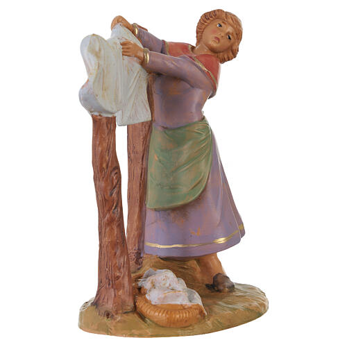 Mujer tendiendo ropa belén Fontanini 12 cm 2