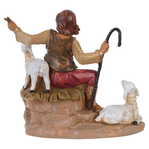 Pastorello seduto con le pecore Fontanini presepe 19 cm 4