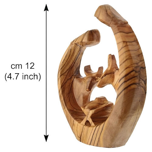 Belén con buey y burro de madera de olivo de Tierra Santa 12 cm 2