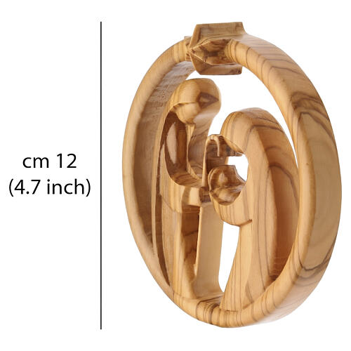 Belén circular con la Sagrada Familia de madera de olivo de Tierra Santa 3 figuras 12 cm 2