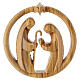 Presepe circolare con Sacra Famiglia in legno d'olivo della Terrasanta 3 personaggi 12 cm s1