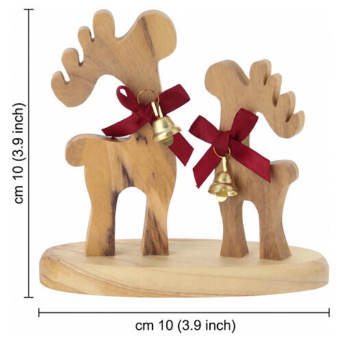 Decorazione natalizia Terrasanta ulivo con renne fiocchi rossi e campanelli 10x10x5 cm 2