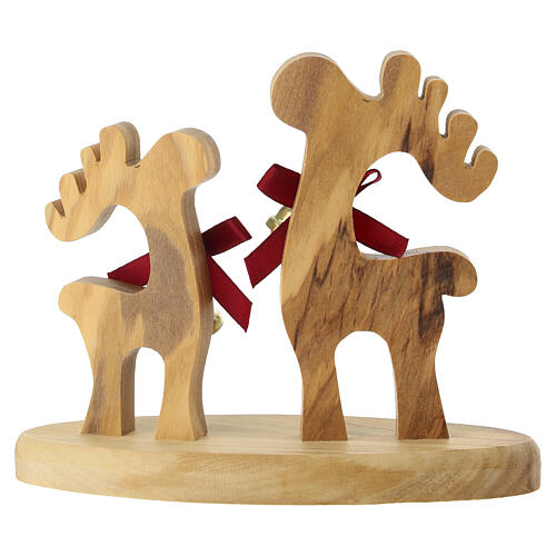 Decorazione natalizia Terrasanta ulivo con renne fiocchi rossi e campanelli 10x10x5 cm 4