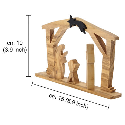 Belén Natividad Tierra Santa cabaña con estrella cometa madera de olivo 10x15 cm 2