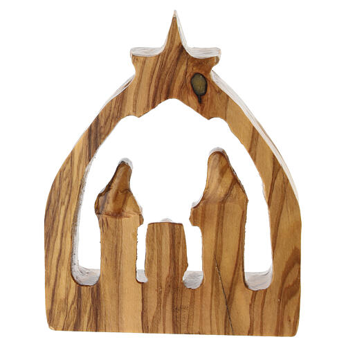 Belén con estrella y Natividad de madera de olivo de la Tierra Santa 10 cm 3